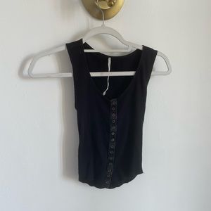 Are You Am I Black Tank with Buttons (small)